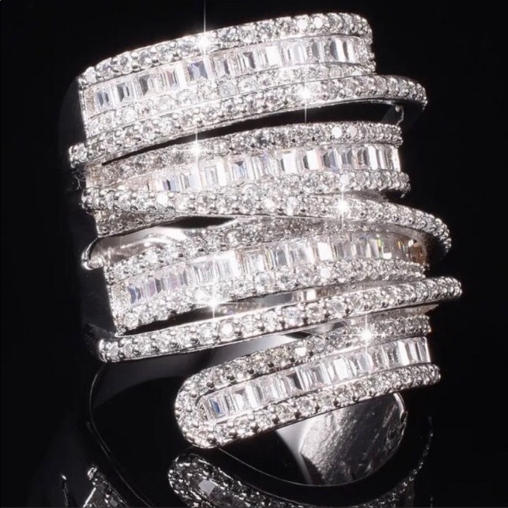 NEW 6.4 CT 925 STERLING SILVER DIAMOND RING - Picture 2 of 5